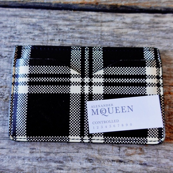Alexander McQueen Mens Wallet Vintage Plaid Black White With Original Box - Picture 4 of 10